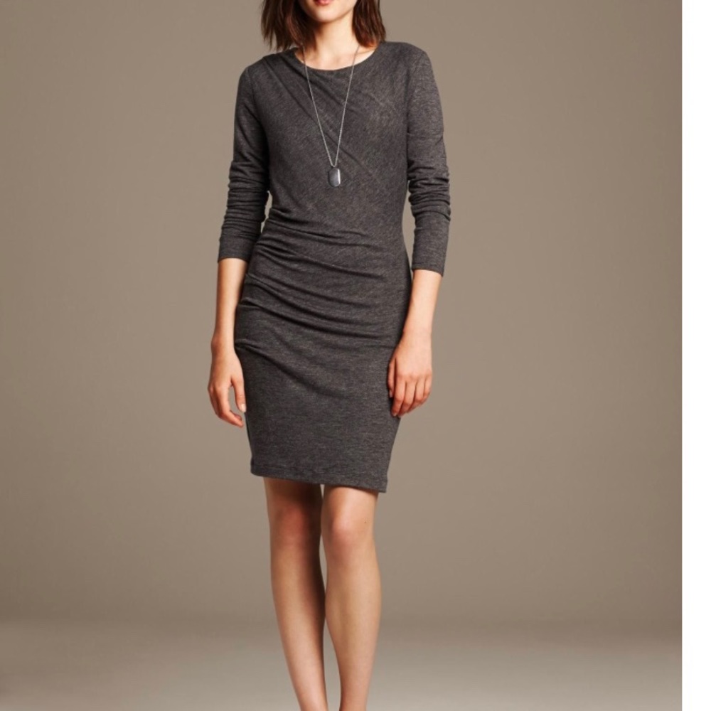 NWT Banana Republic Ruched Dark Gray Dress M